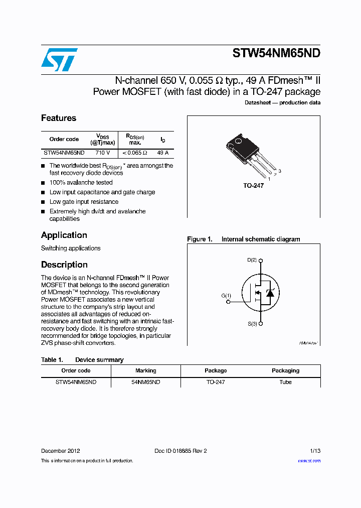 STW54NM65ND_8334669.PDF Datasheet