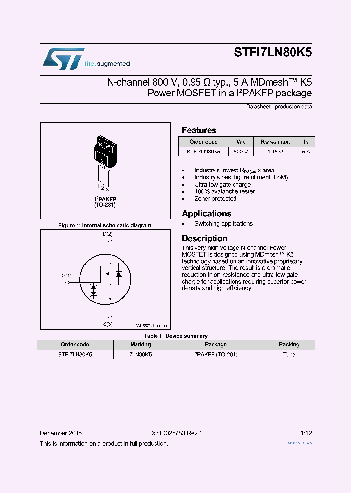 STFI7LN80K5_8335068.PDF Datasheet