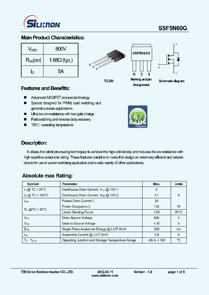 SSF5N60G_8339130.PDF Datasheet