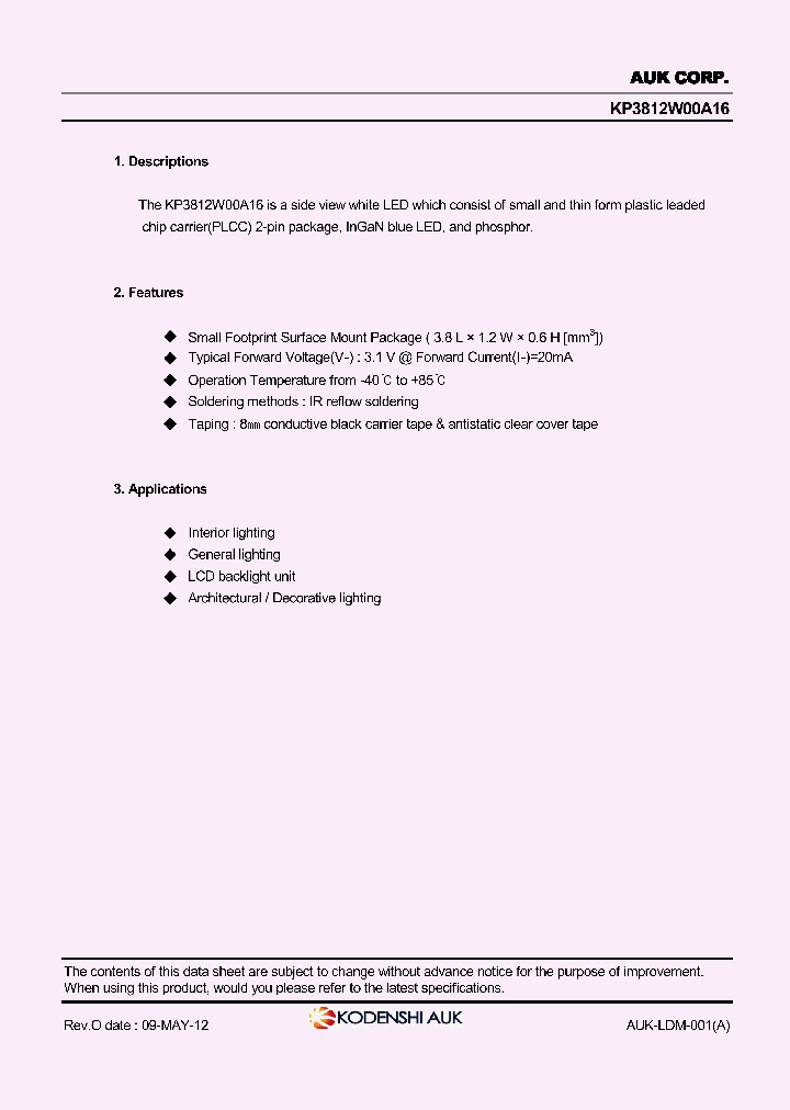 KP3812W00A16_8340192.PDF Datasheet