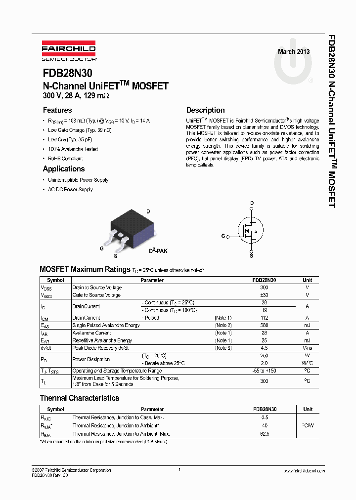 FDB28N30TM_8340890.PDF Datasheet