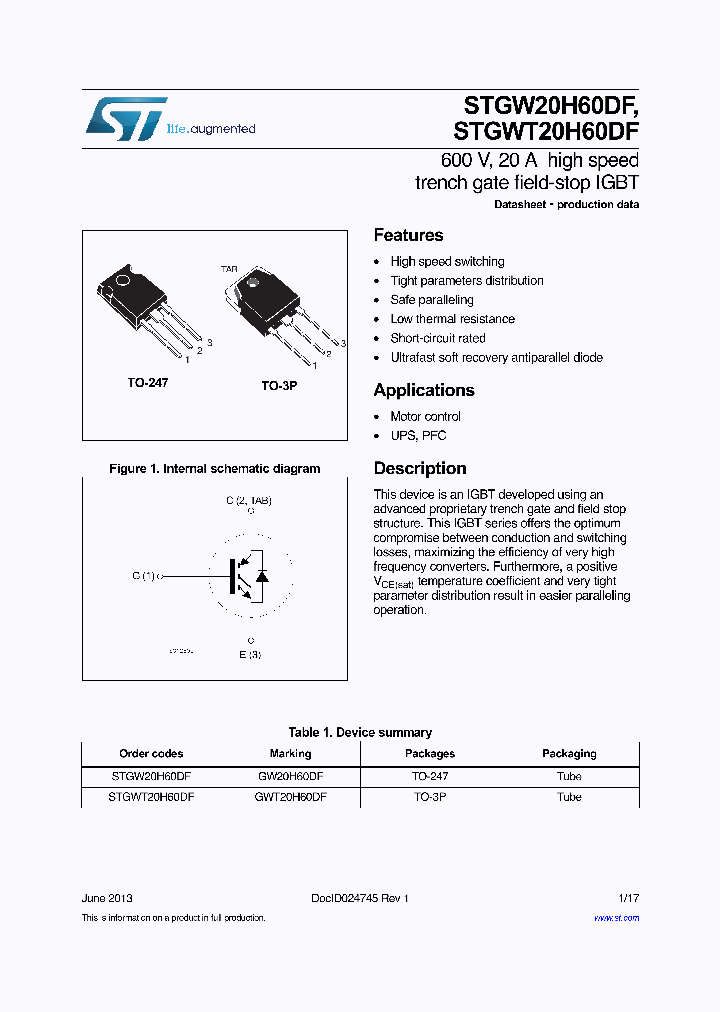 STGW20H60DF_8340948.PDF Datasheet