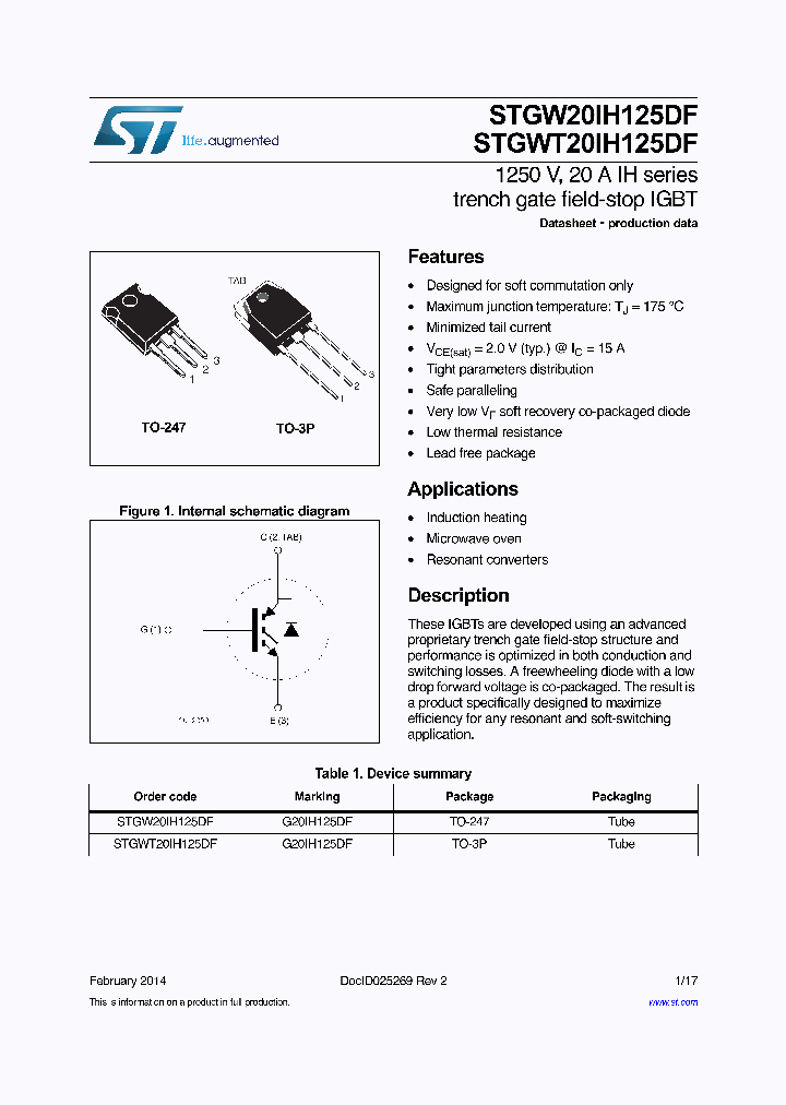 STGW20IH125DF_8340950.PDF Datasheet