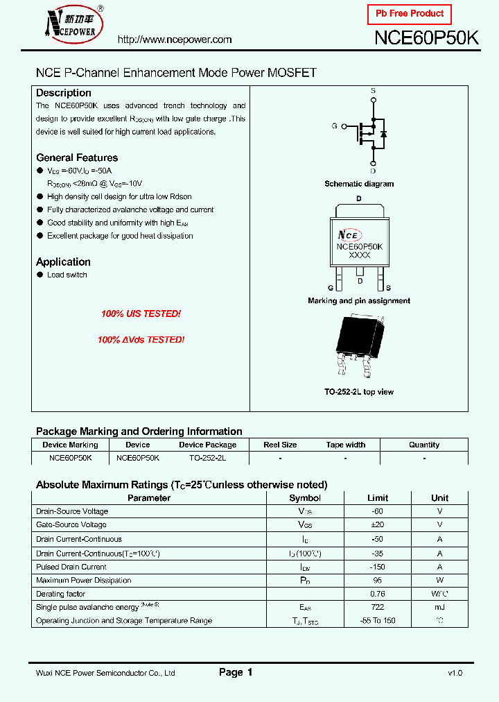 NCE60P50K_8341787.PDF Datasheet