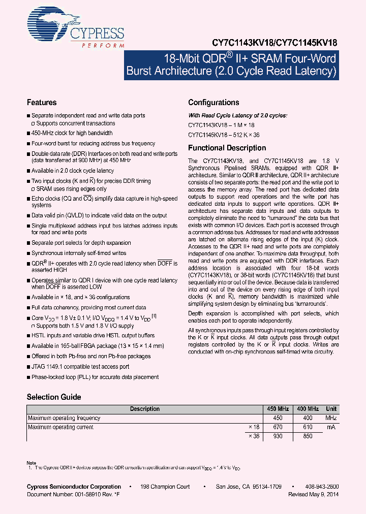 CY7C1143KV18-450BZC_8343546.PDF Datasheet