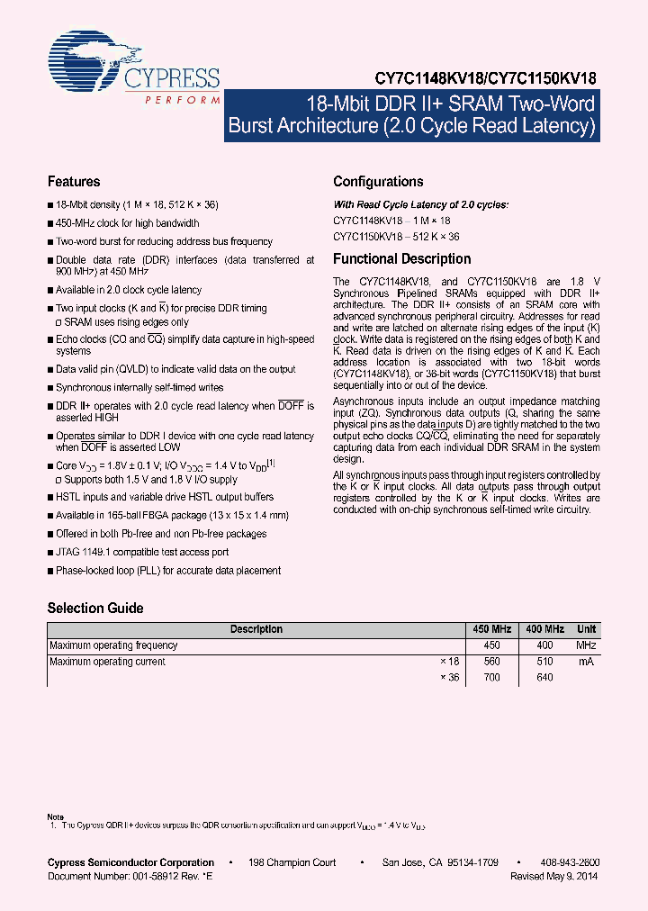 CY7C1148KV18-400BZC_8343547.PDF Datasheet