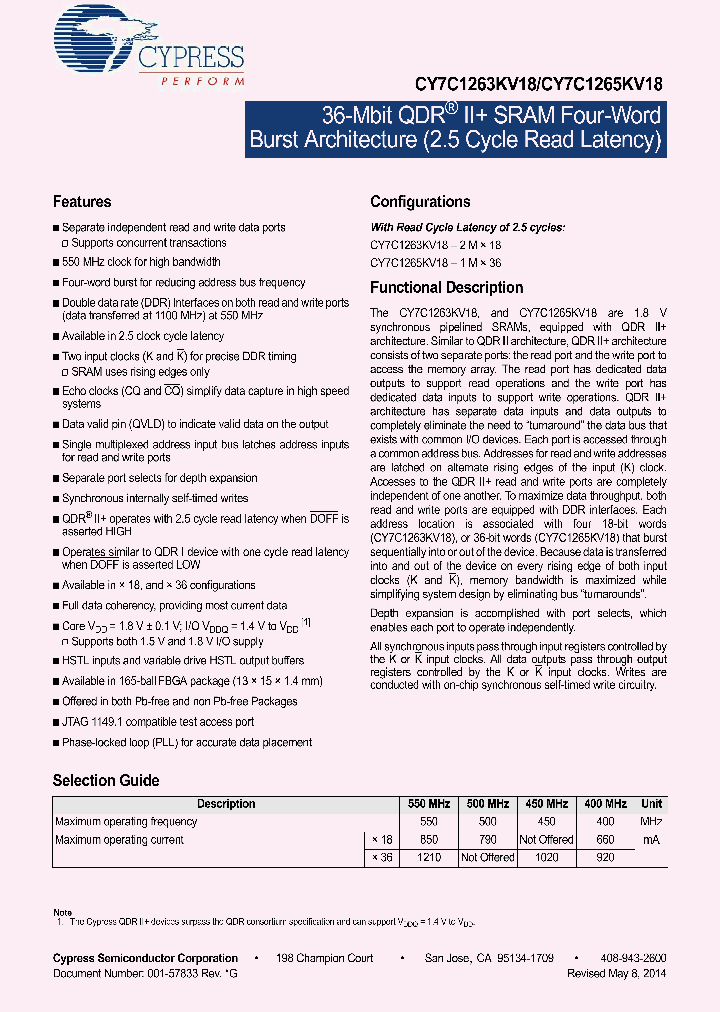 CY7C1263KV18-400BZC_8343559.PDF Datasheet
