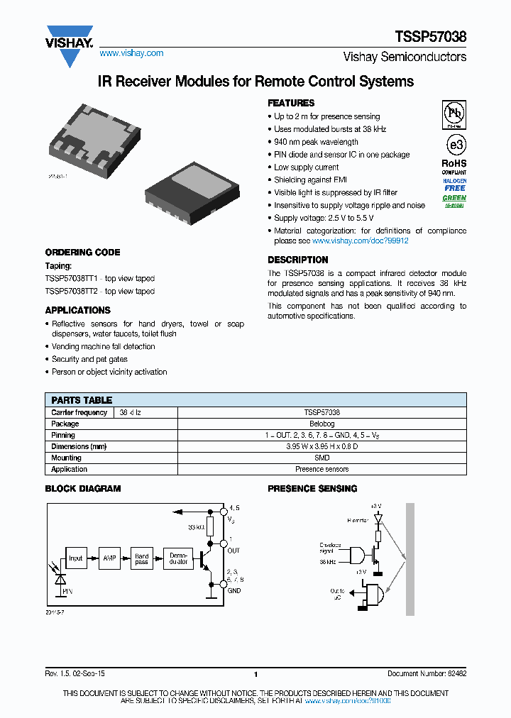 TSSP57038_8346250.PDF Datasheet