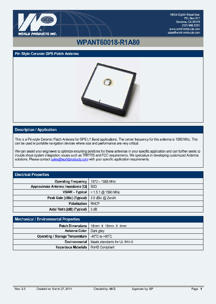 WPANT60018-R1A80_8346285.PDF Datasheet