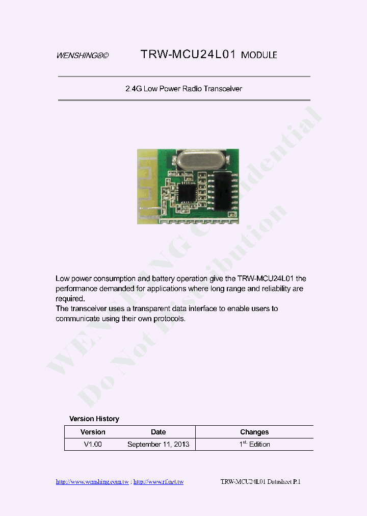 TRW-MCU24L01_8346717.PDF Datasheet