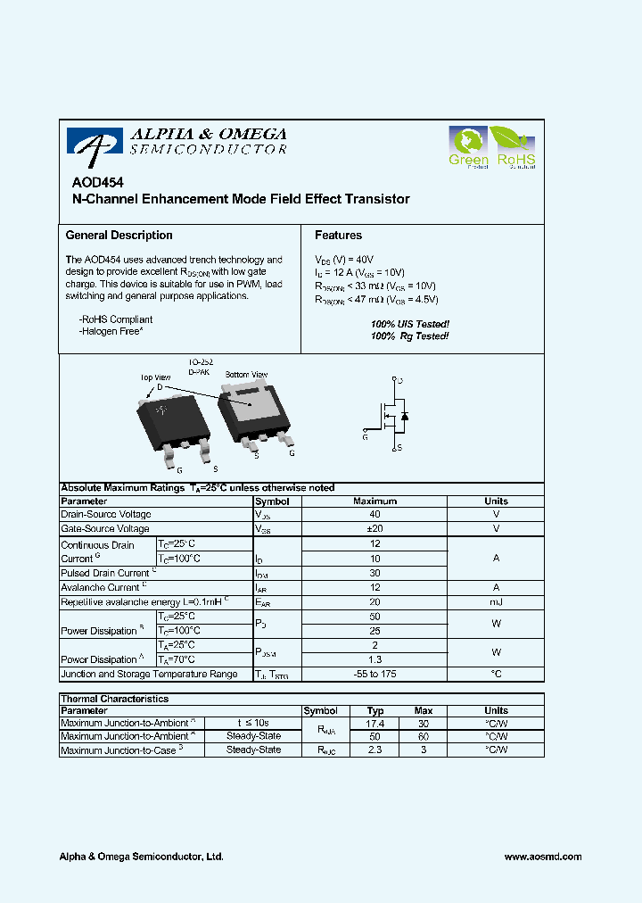 AOD454_8349437.PDF Datasheet