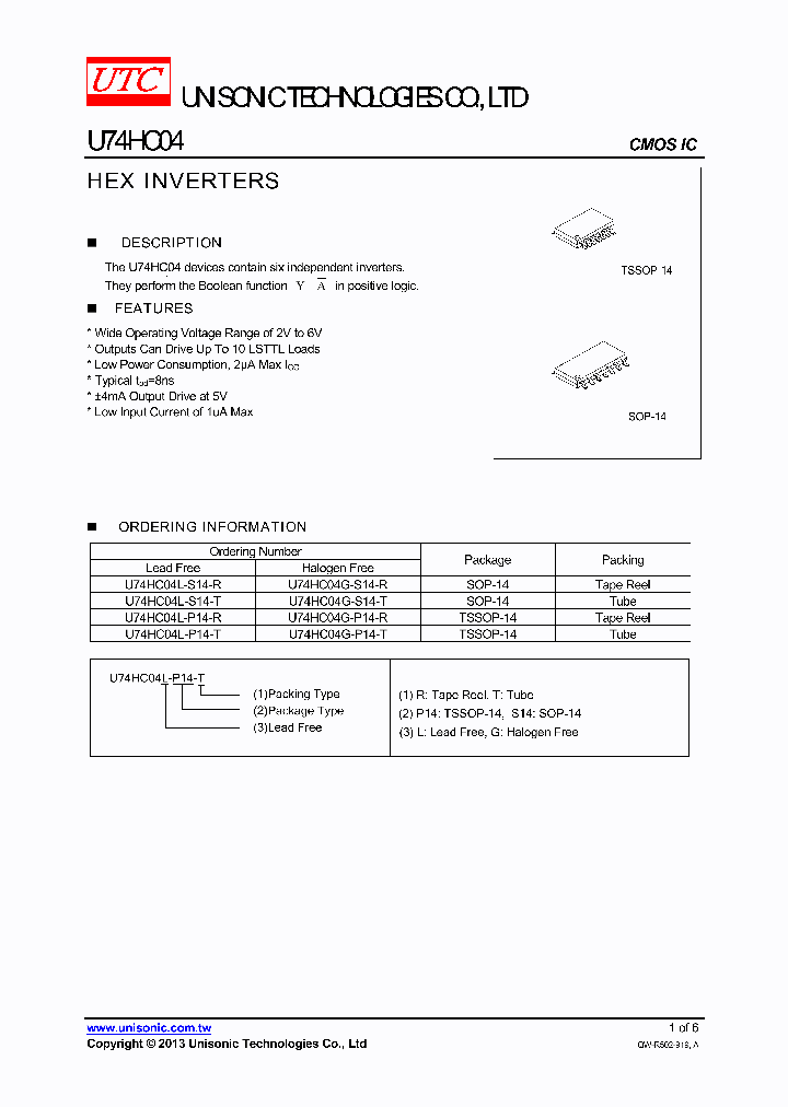 U74HC04G-P14-R_8349735.PDF Datasheet
