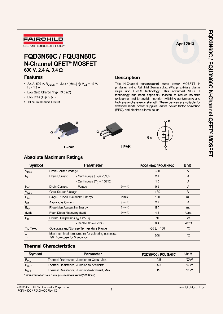 FQD3N60CTMWS_8350801.PDF Datasheet