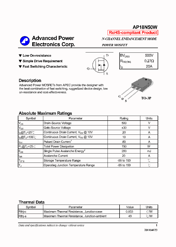 AP18N50W_8351262.PDF Datasheet