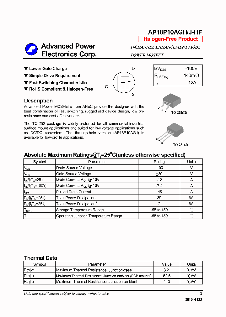 AP18P10AGH-HF_8351265.PDF Datasheet