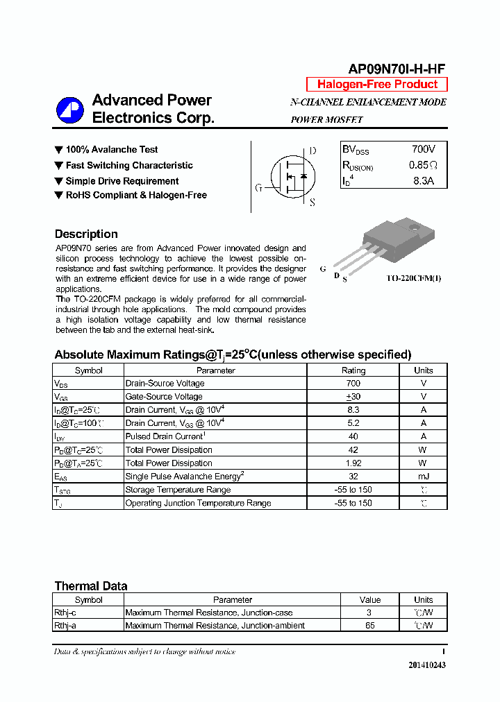 AP09N70I-H-HF-16_8355024.PDF Datasheet