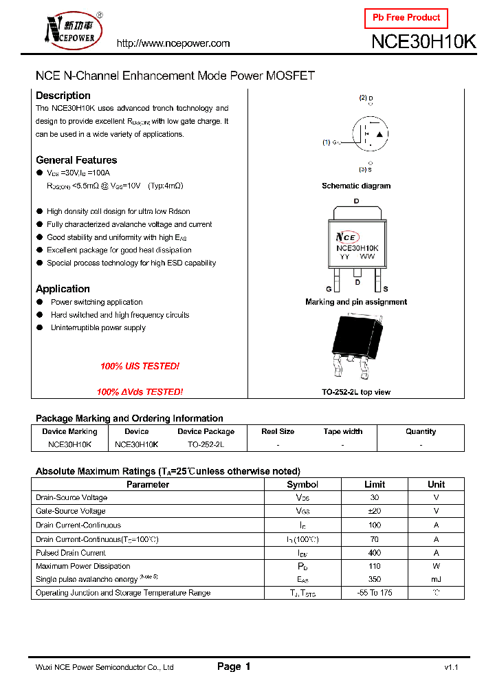 NCE30H10K_8356437.PDF Datasheet