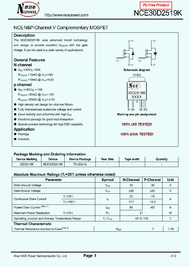 NCE30D2519K_8356435.PDF Datasheet