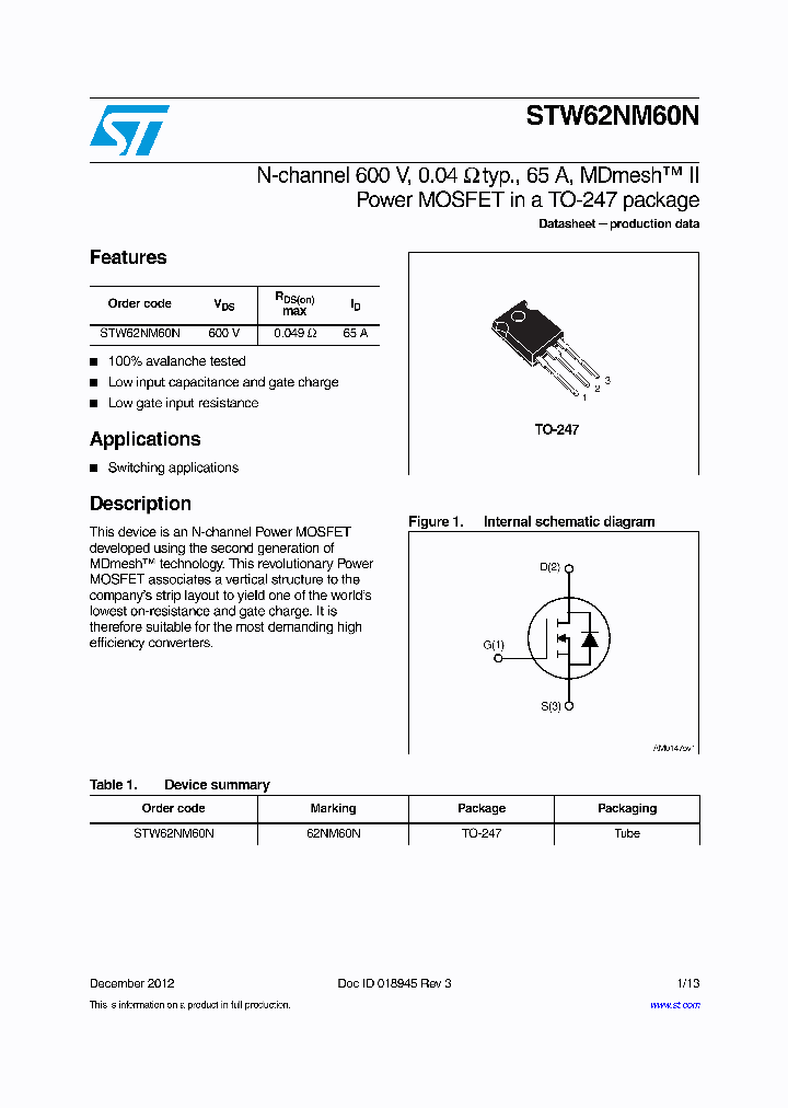 STW62NM60N_8356357.PDF Datasheet