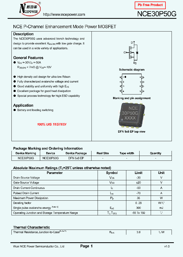 NCE30P50G_8356444.PDF Datasheet