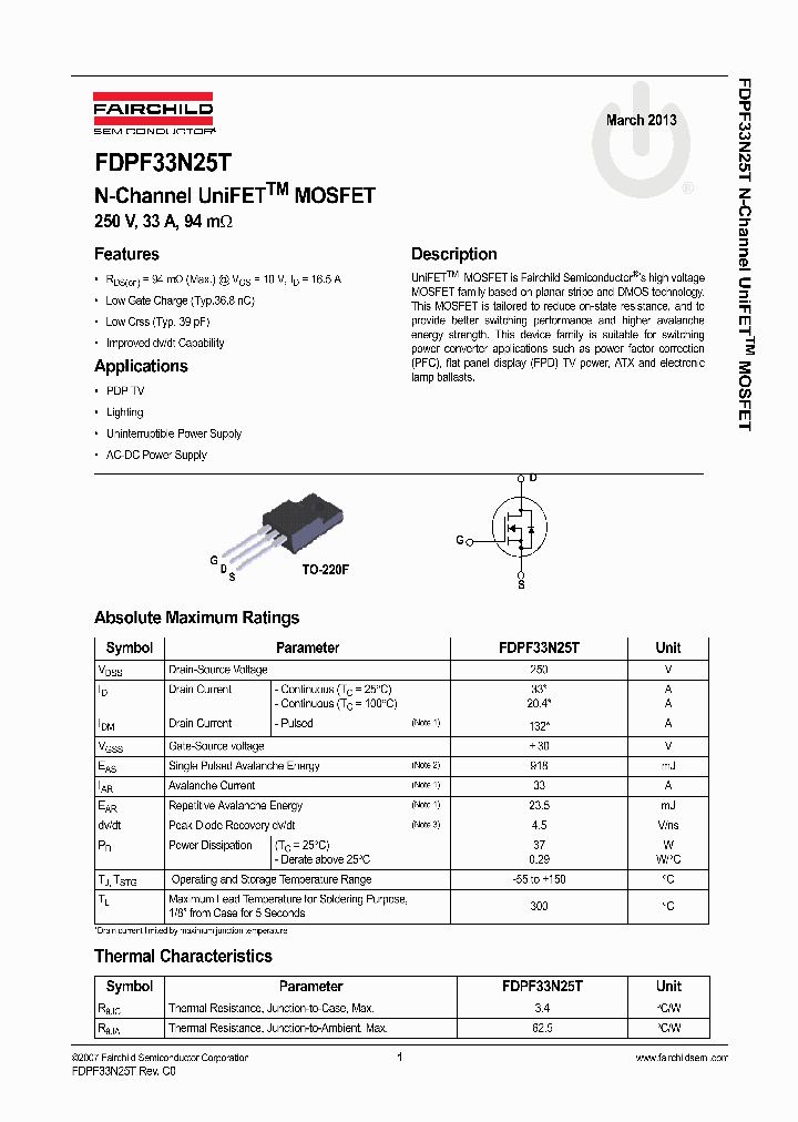 FDPF33N25T_8357681.PDF Datasheet