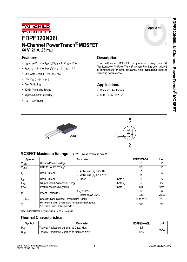 FDPF320N06L_8357680.PDF Datasheet