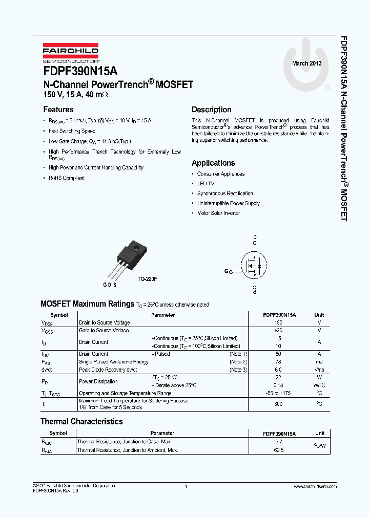 FDPF390N15A_8357682.PDF Datasheet