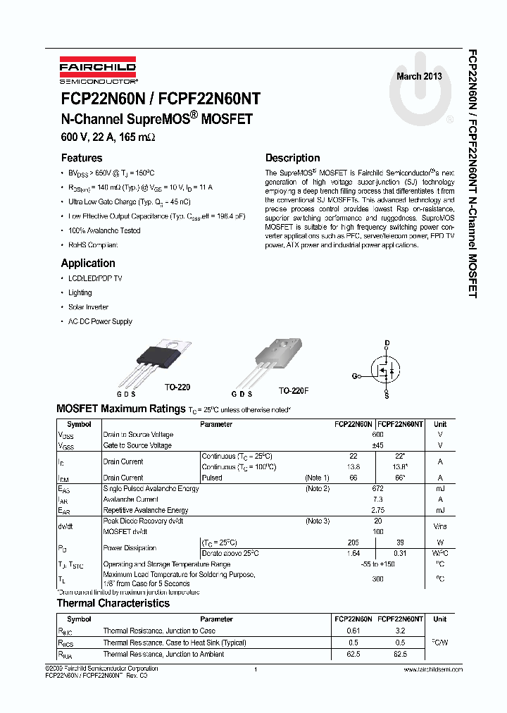 FCPF22N60NT_8357692.PDF Datasheet