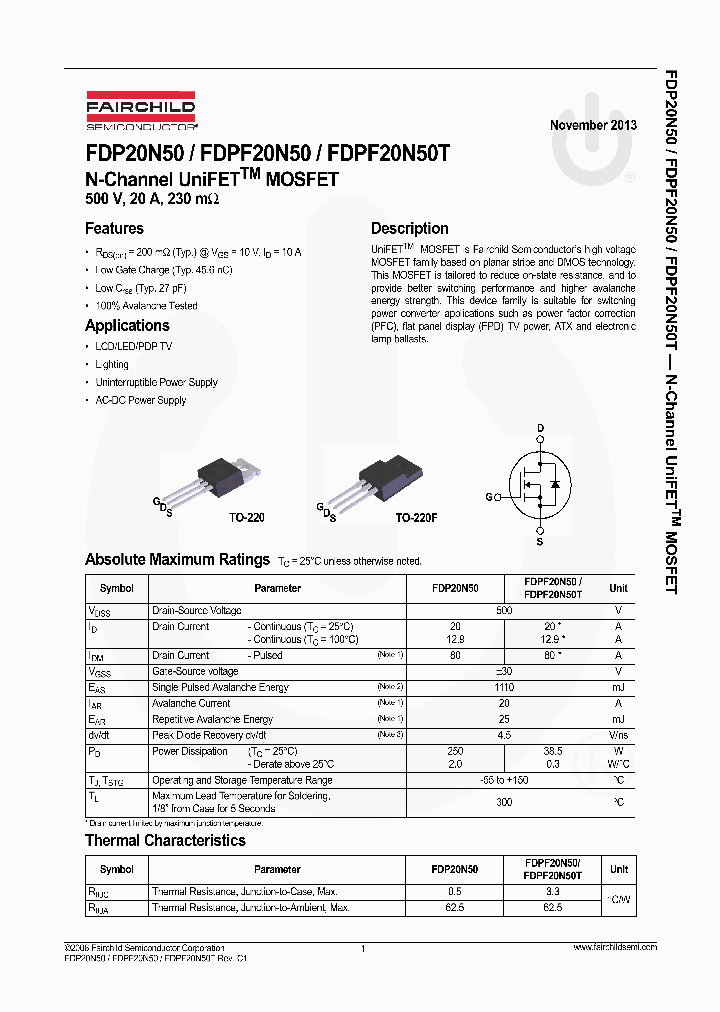 FDPF20N50T_8357697.PDF Datasheet