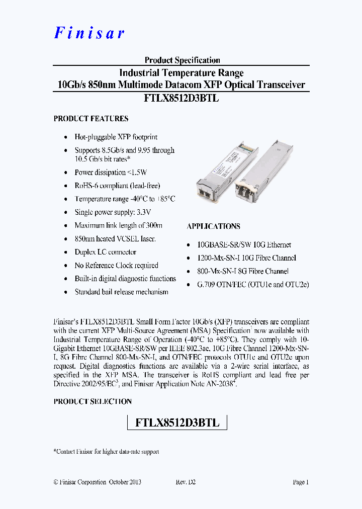 FTLX8512D3BTL_8357917.PDF Datasheet