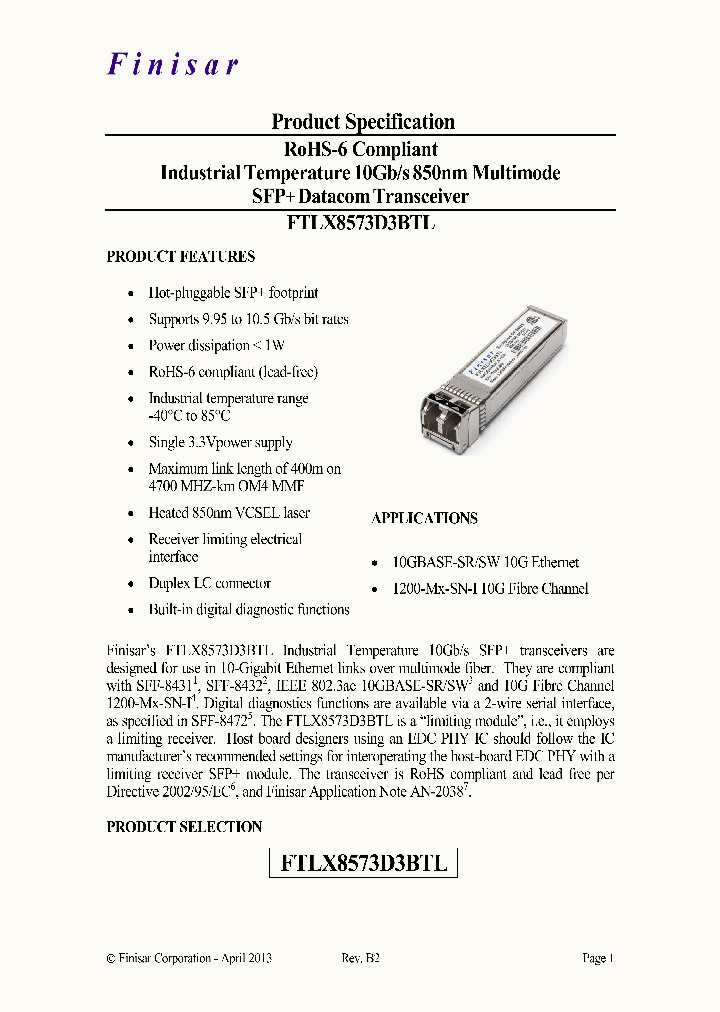 FTLX8573D3BTL_8357918.PDF Datasheet