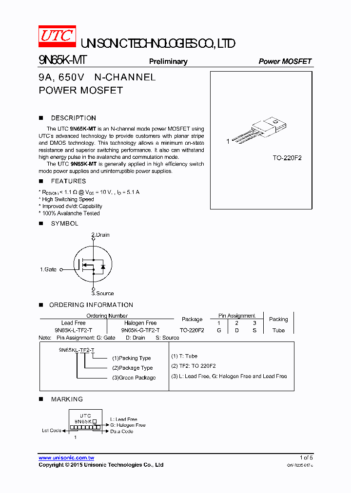 9N65K-G-TF2-T_8360390.PDF Datasheet