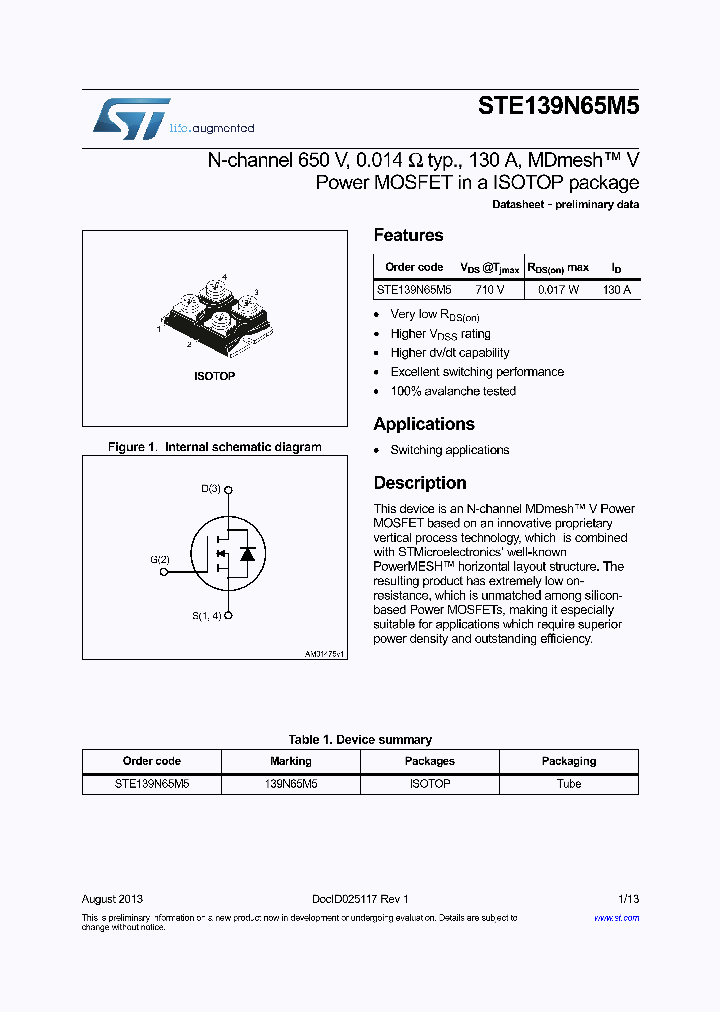 STE139N65M5_8360375.PDF Datasheet