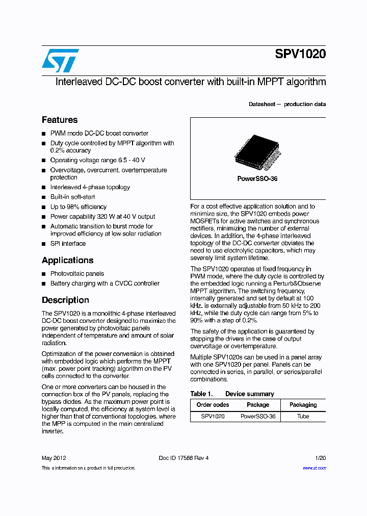 SPV1020_8360779.PDF Datasheet