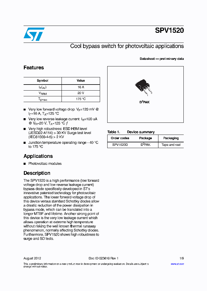 SPV1520_8360788.PDF Datasheet