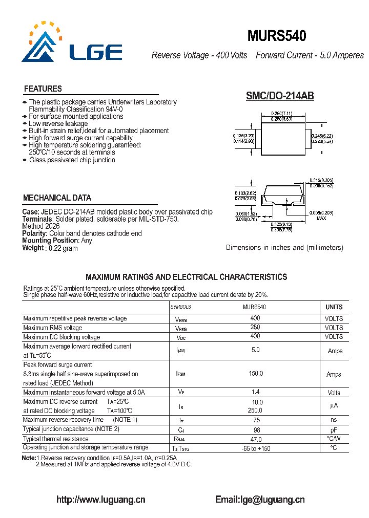MURS540_8361293.PDF Datasheet