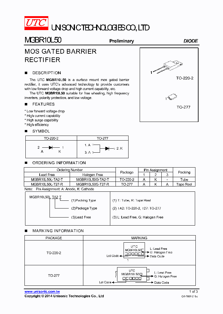MGBR10L50L-TA2-T_8361618.PDF Datasheet