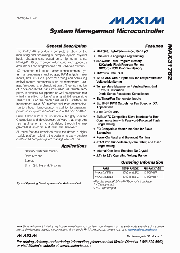 MAX31782ETL_8365545.PDF Datasheet
