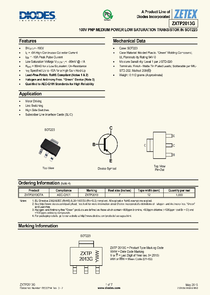 ZXTP2013G-15_8368288.PDF Datasheet