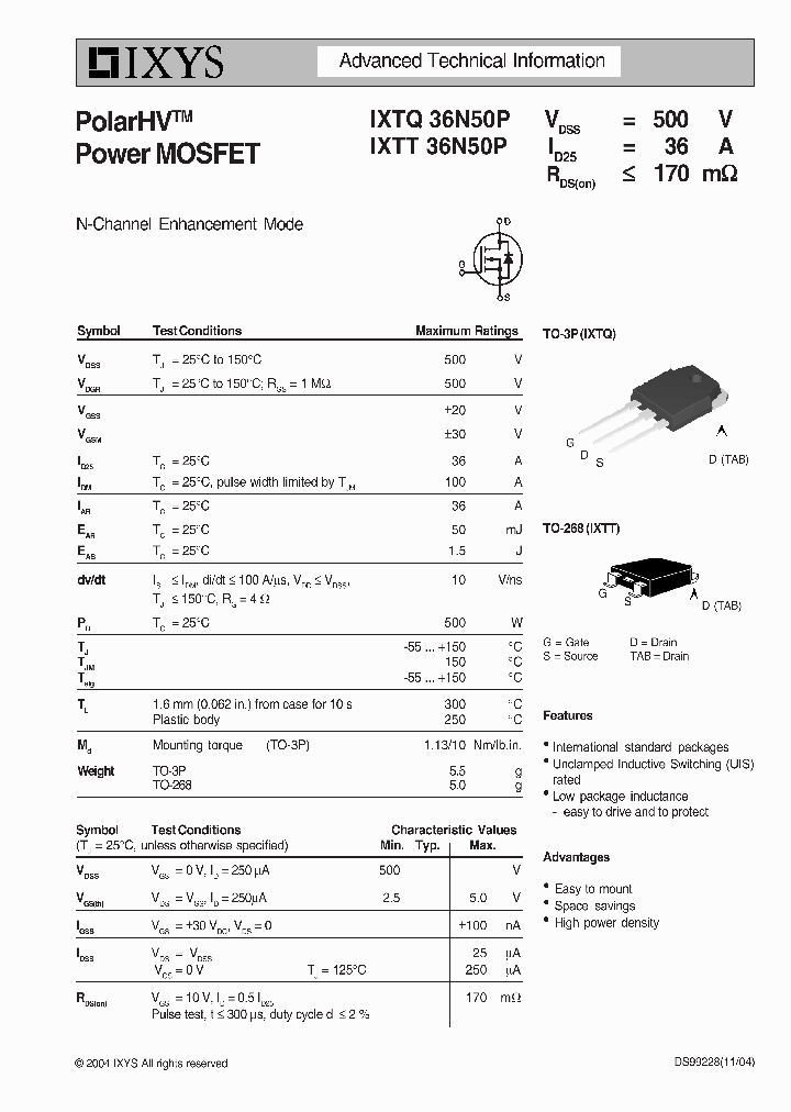 IXTT36N50P_8369013.PDF Datasheet