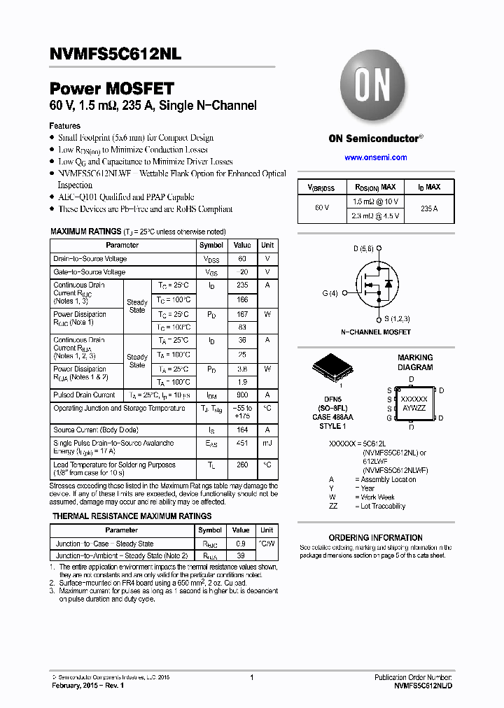 NVMFS5C612NLWFT1G_8370186.PDF Datasheet
