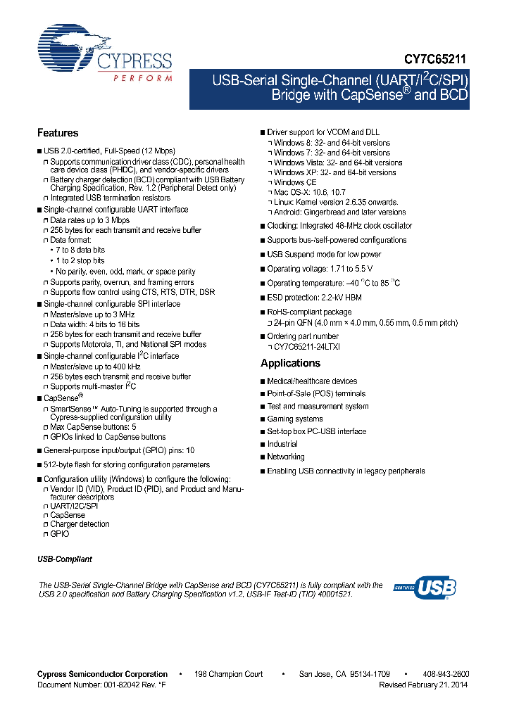 CY7C65211-24LTXI_8372568.PDF Datasheet