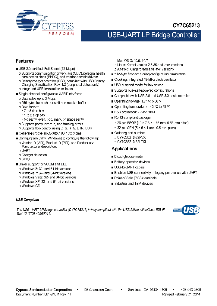 CY7C65213-32LTXI_8372569.PDF Datasheet