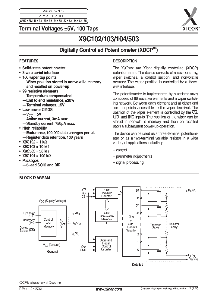 X9C102_8373169.PDF Datasheet