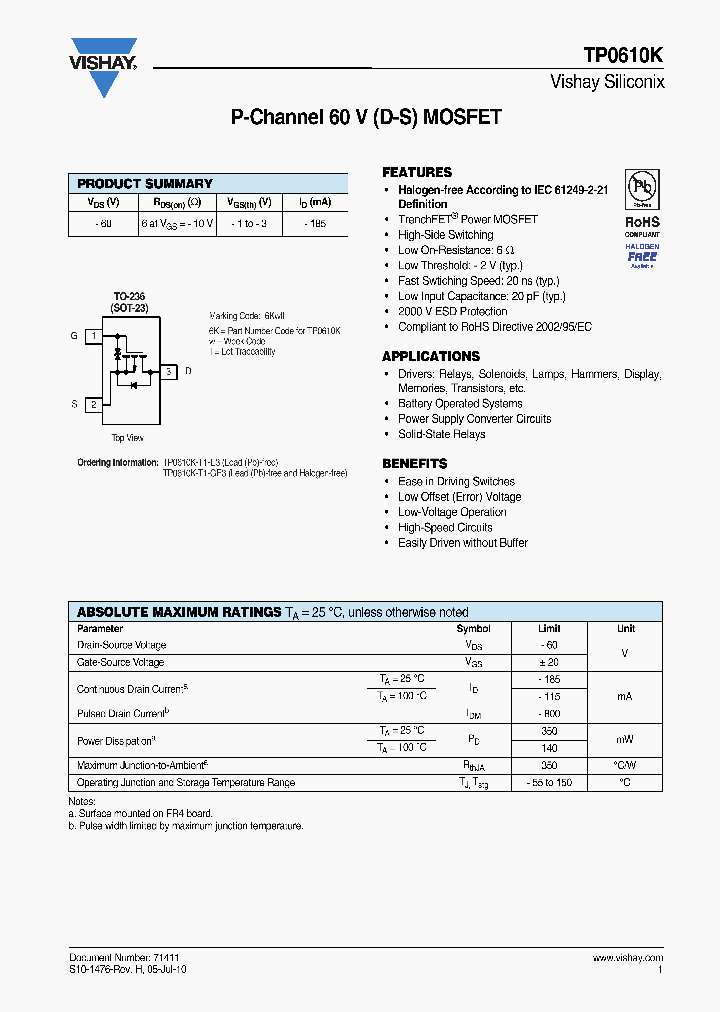 TP0610K_8373231.PDF Datasheet