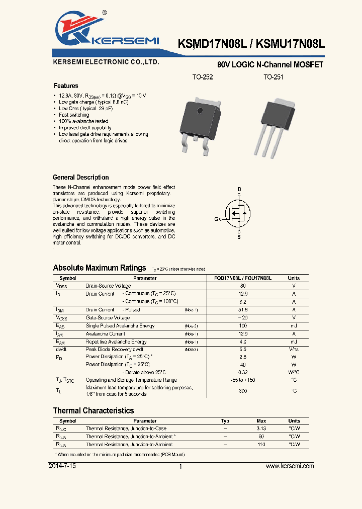 KSMD17N08L_8373903.PDF Datasheet