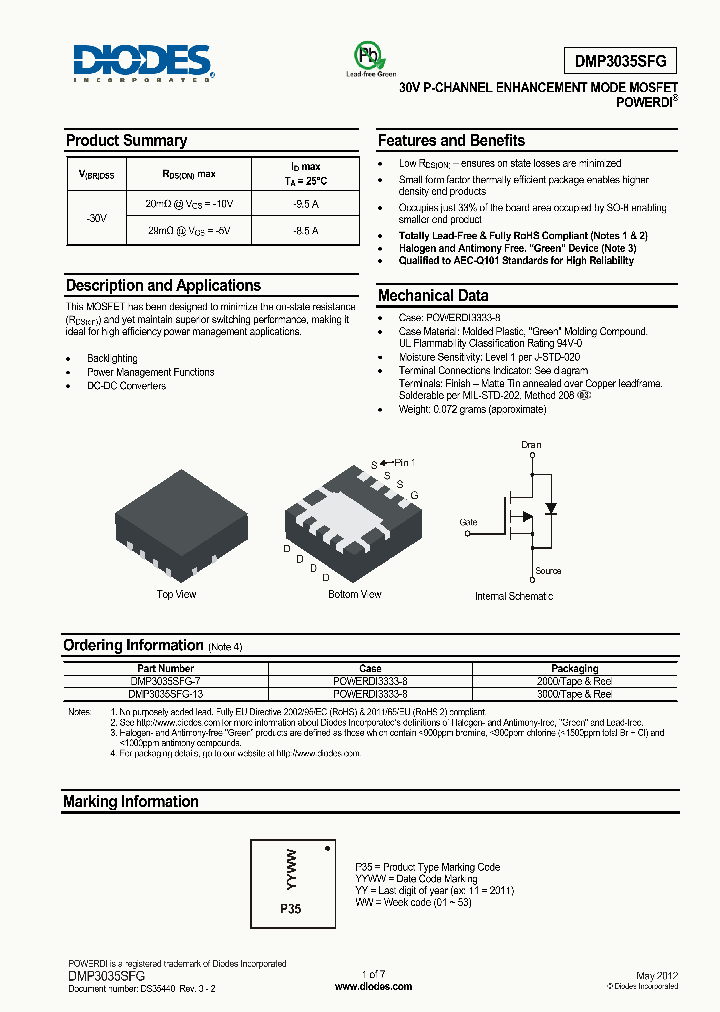 DMP3035SFG-13_8374668.PDF Datasheet