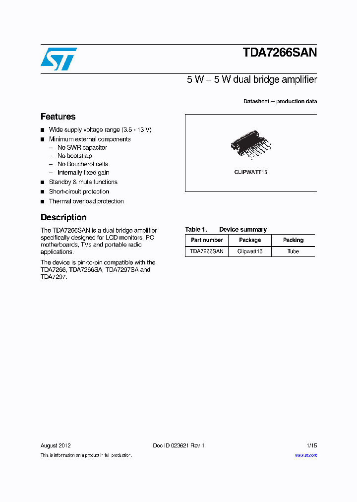 TDA7266SAN_8377788.PDF Datasheet