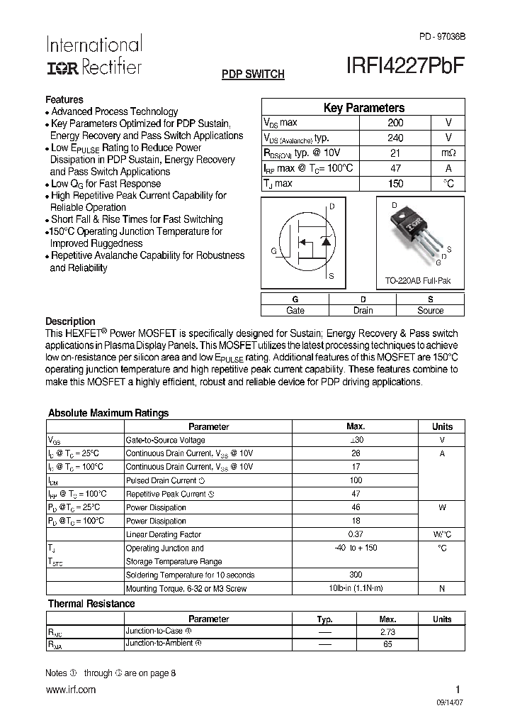 IRFI4227PBF_8379282.PDF Datasheet