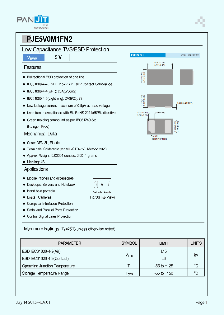 PJE5V0M1FN2_8380394.PDF Datasheet